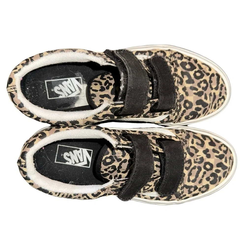 Vans Old Skool Leopard Print Checkered ANIMALS ARE FRIENDS Sneakers Shoes Kids 3